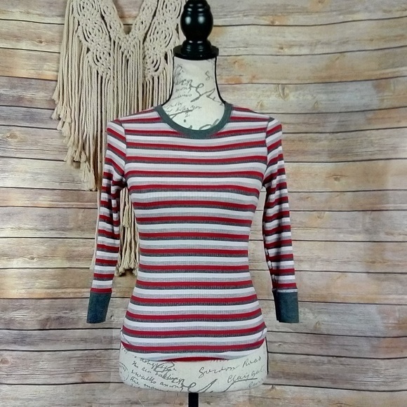 Free People | ‘Good On You’ Red Multi-Striped Tee - Picture 2 of 8